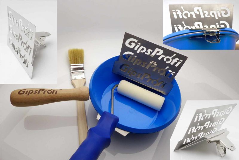 Der Gipsprofi als Super Farbwanne sogar mit Farbgitter zum malern verwendbar Gipsprofi mit angebautem Zubehör Farbgitter